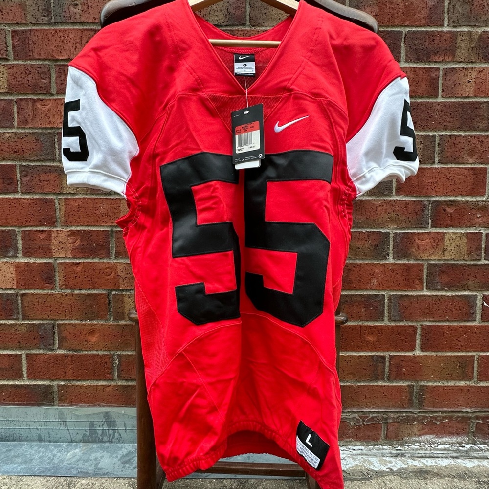 NWT Nike Red and White Sports Jersey Athletic Football V-Neck Cap Sleeve L